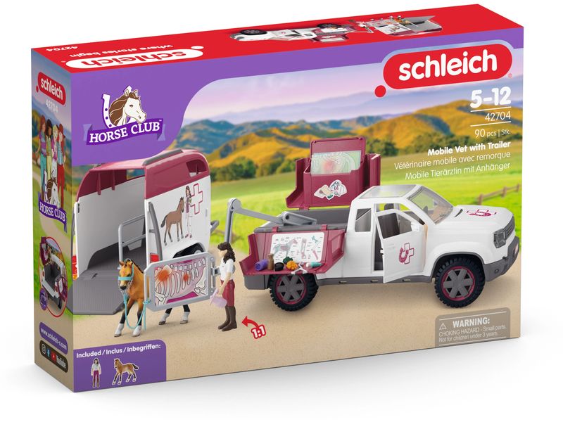 Schleich Spielfigurenset Horse Club Mobile Tierärztin mit A Playset Tierärztin mit mobilem Anhänger