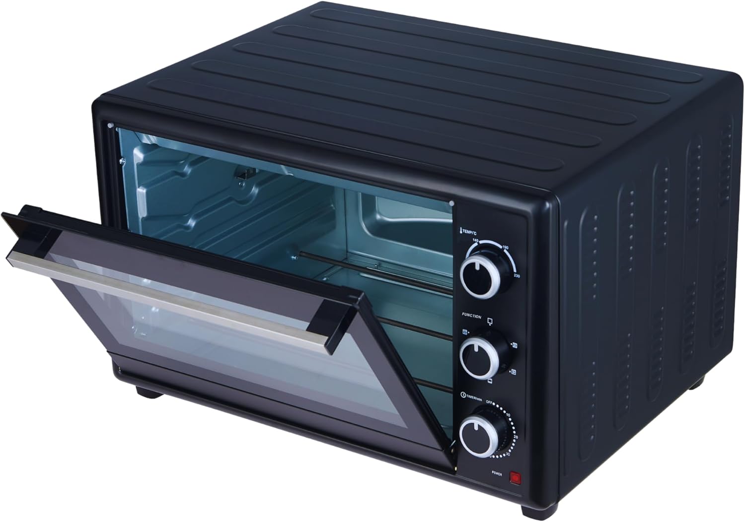OptimumX Minibackofen 60 Liter XXL mit Umluft, 2200W, Drehspieß, Anthrazit