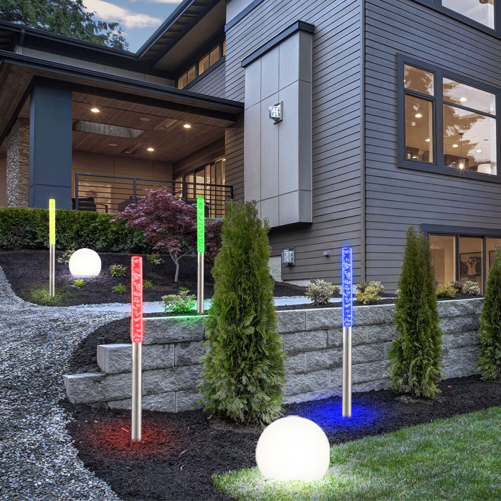 6er Set LED Solar Steckleuchten in Edelstahl