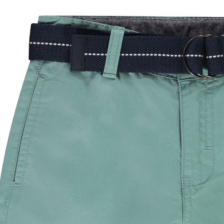 Bermuda uni en twill avec ceinture pour garçon - Kaki