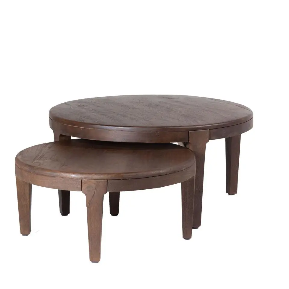 Salontafel Set van 2 - Acaciahout - Rond - Tafel Mio