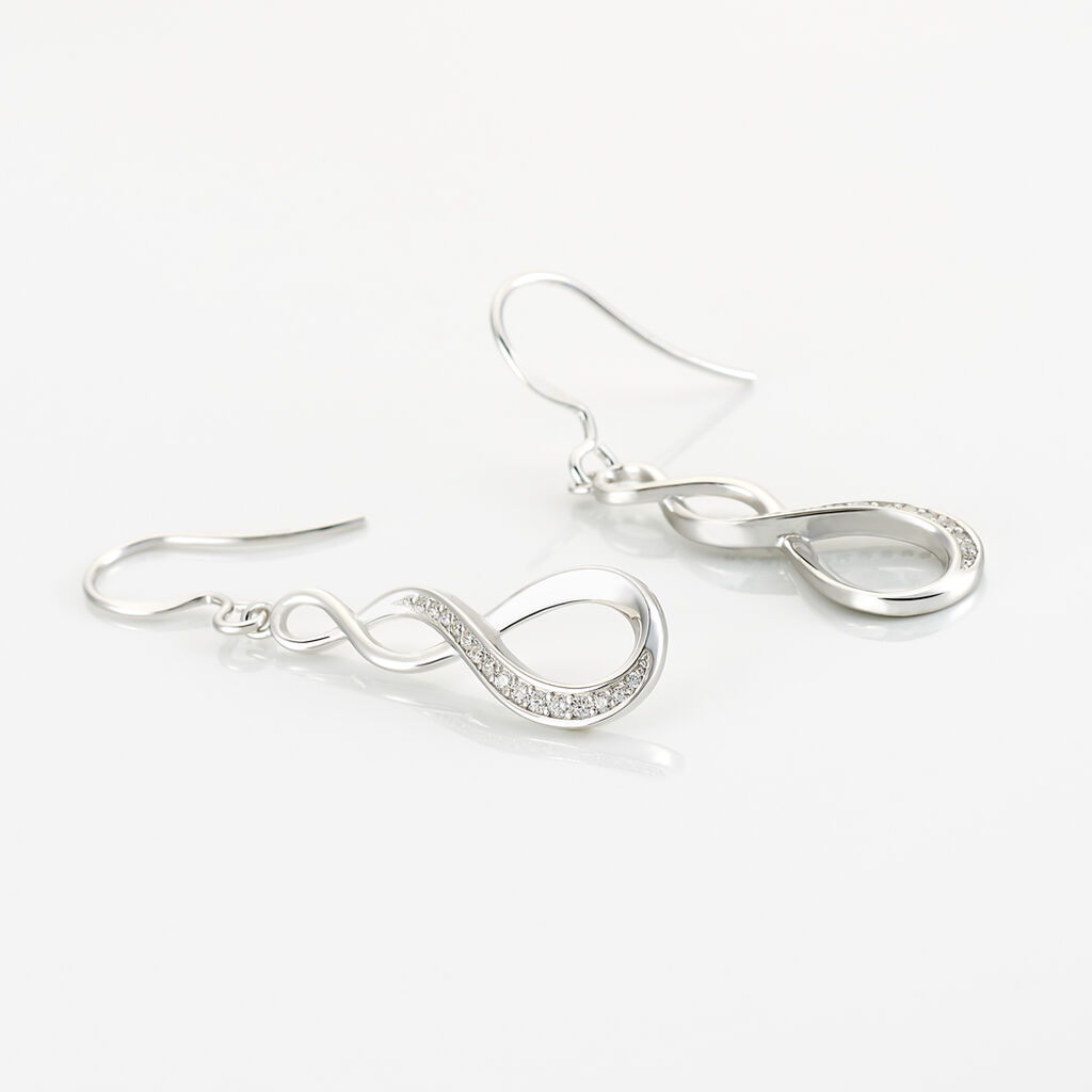 Boucles D'oreilles Pendantes Ayhan Argent Blanc Oxyde De Zirconium