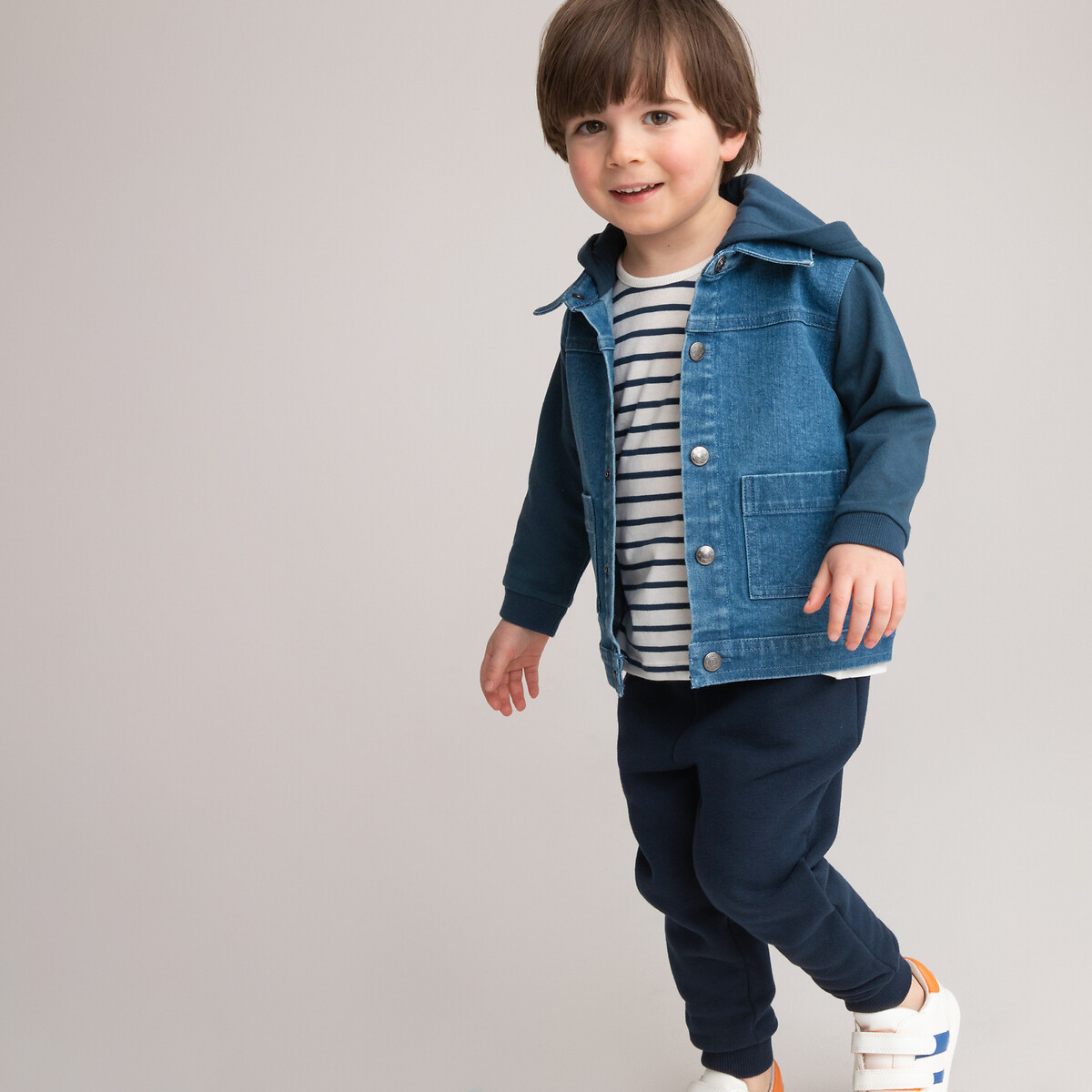 COLEÇÕES LA REDOUTE<br>Jaqueta jeans de feltro com capuz