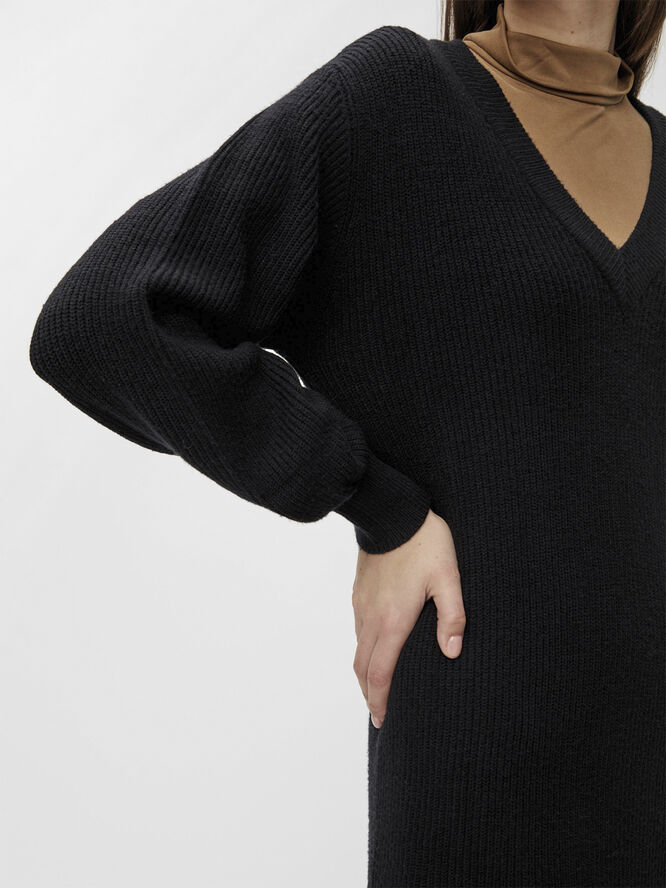 Object OBJMALENA L/S KNIT DRESS NOOS Black