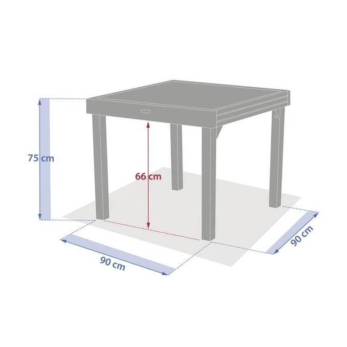Table de jardin extensible carréee PIAZZA Epeautre / Argile