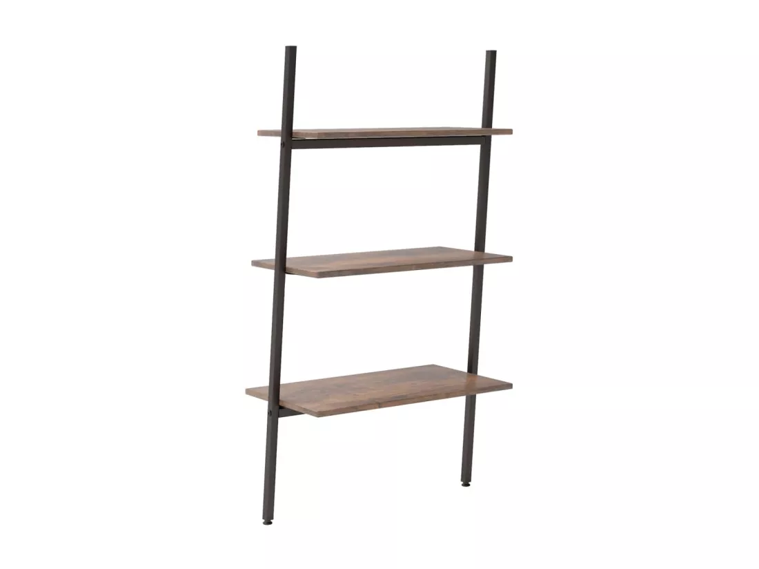 Étagère inclinée à 3 niveaux Marron foncé et noir 64x34x116 cm