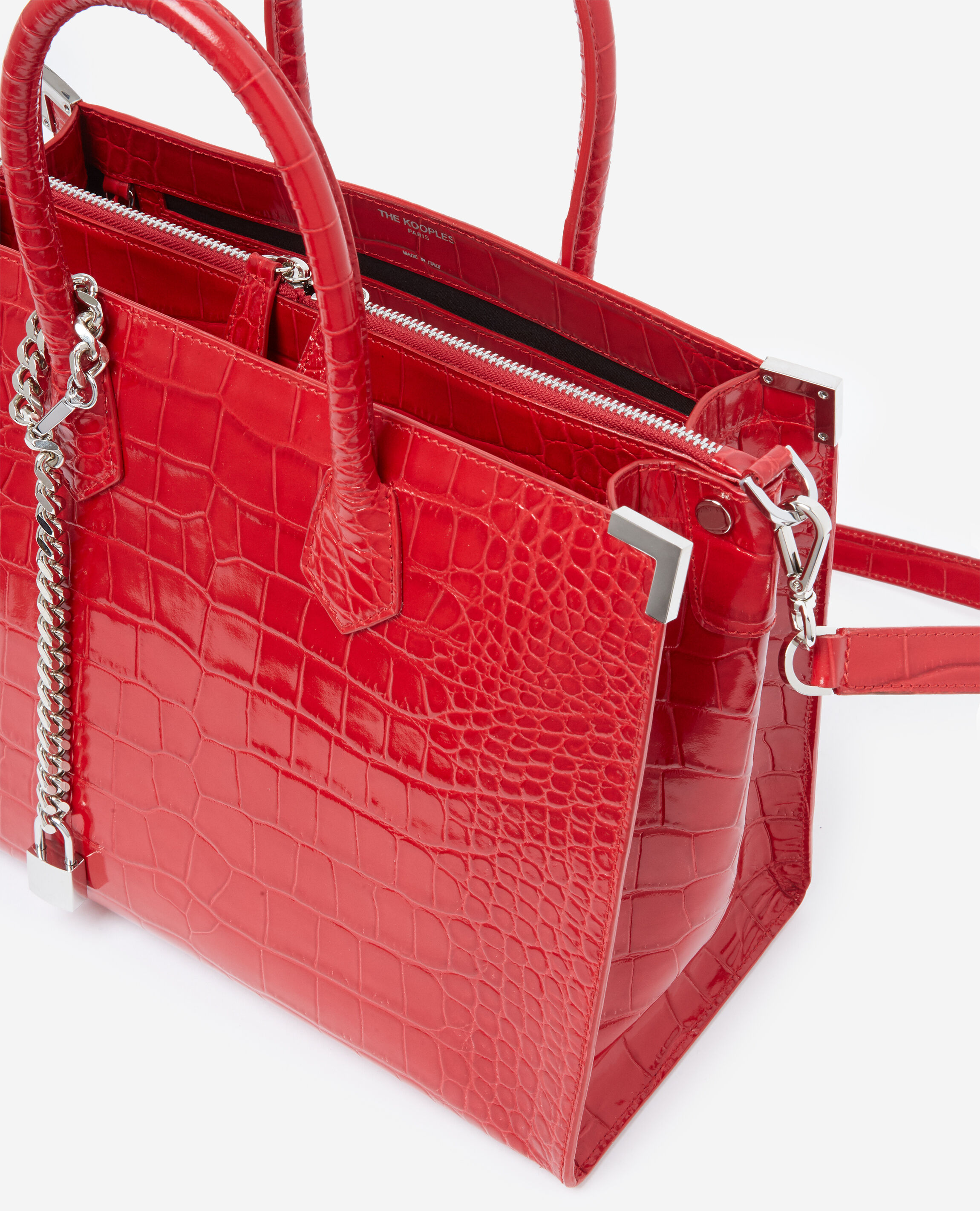 Sac large Ming rouge métallerie argentée