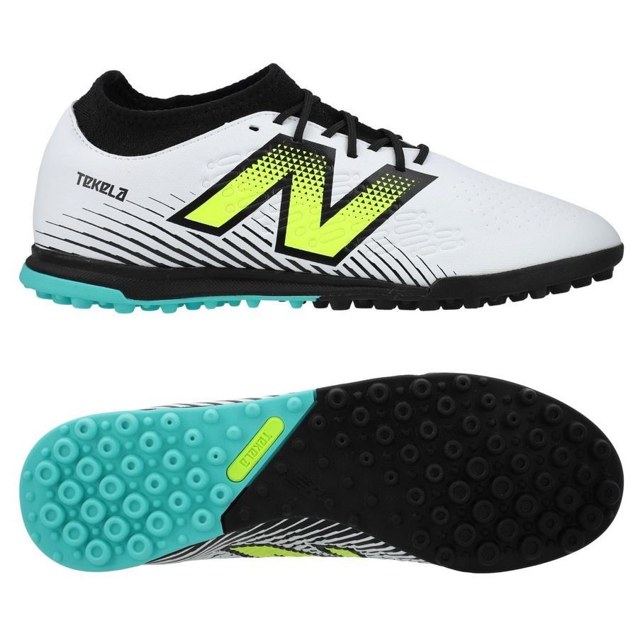 New Balance Tekela V4 Magique TF - Blanc/Violet/Jaune Fluo