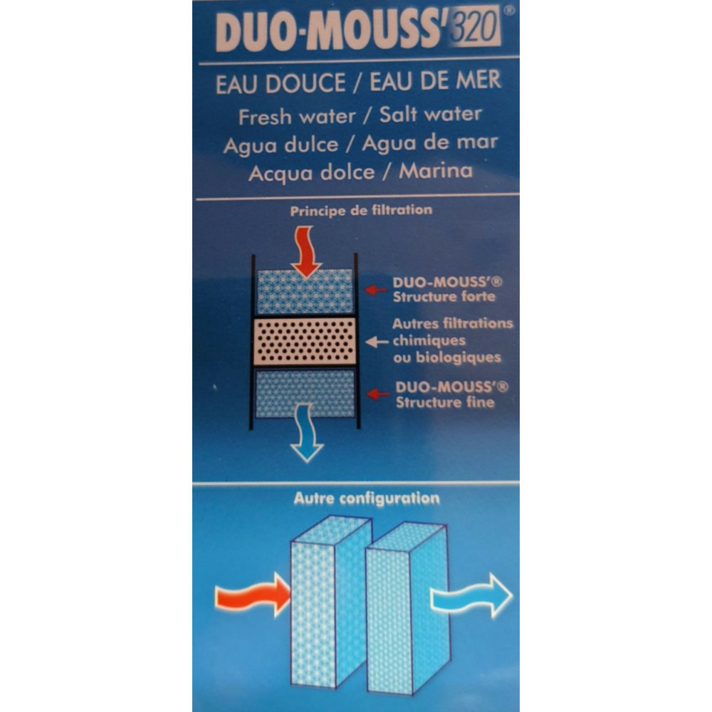 Duo mousse 320. 2 mousses de filtration pour aquarium.