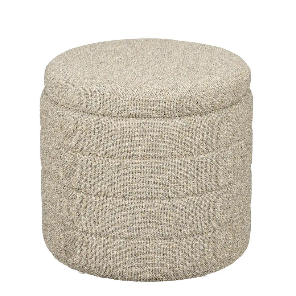 Mica Decorations Poef met Opbergruimte - H41 x Ø42 cm - Beige