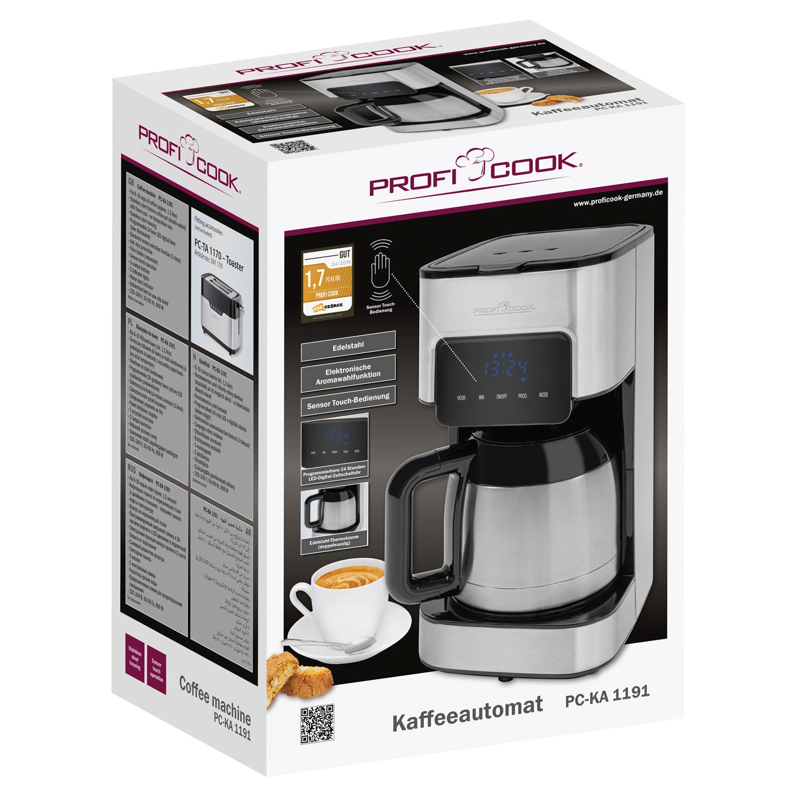 ProfiCook Thermo-Kaffeeautomat PC-KA 1191 Edelstahl / Schwarz