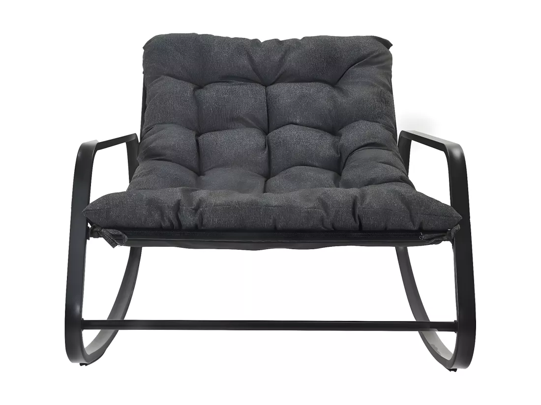 VIDIA - Fauteuil à Bascule Anthracite avec Coussin Capitonné