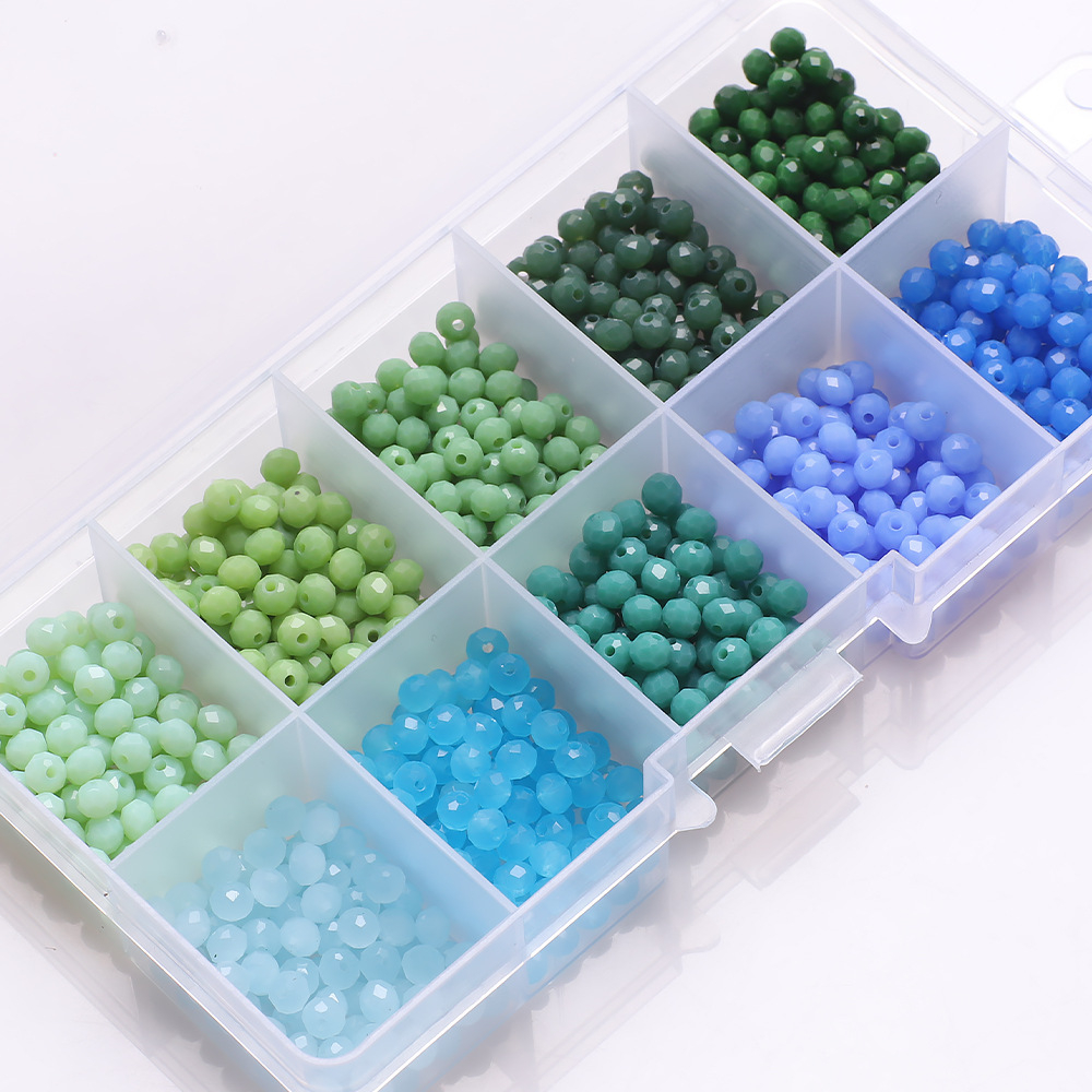 (1000er Set) Ø4mm Schimmernde Glas Perlen DIY Bastel Schmuck Zwischenperle für Armband / Kette - Türkis / Blau / Grün