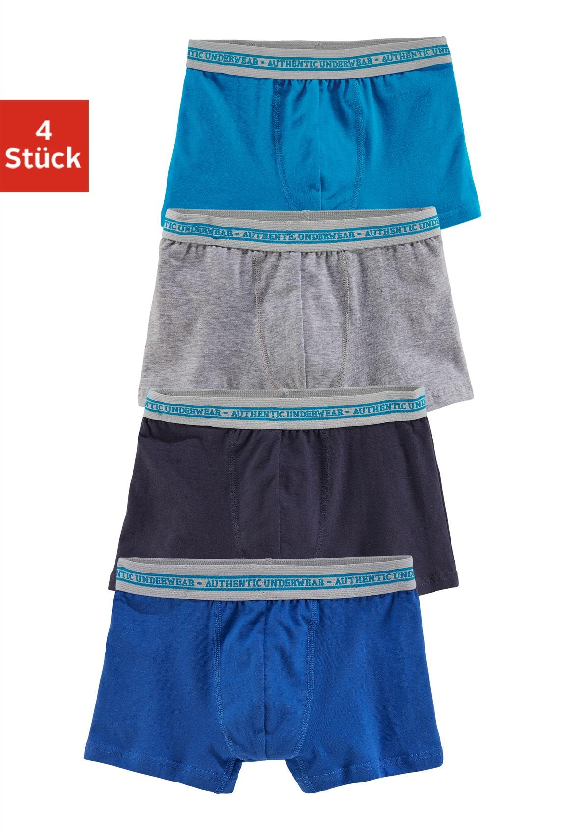 AUTHENTIC LE JOGGER Boxer »Boxershorts für Jungen«, 4 Stk. in  klassischer Passform mit Webbund
