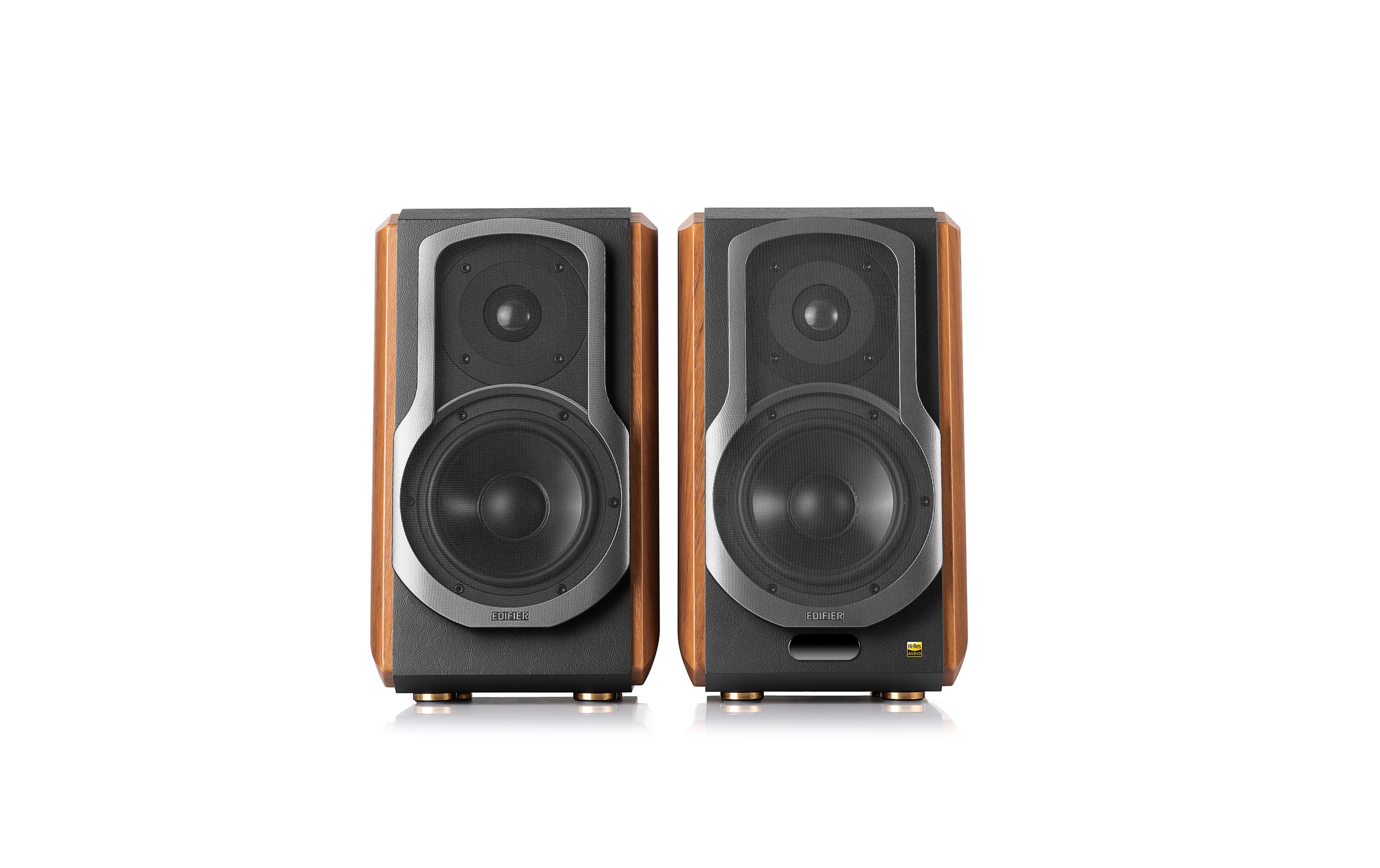 Regallautsprecher Paar S1000MKII Braun<br>Hi-Res-zertifizierter Multimedia-Lautsprecher mit 120 Watt Leistung, Bluetooth, 2x RCA, 1x koaxial, 1x optisch Eingängen