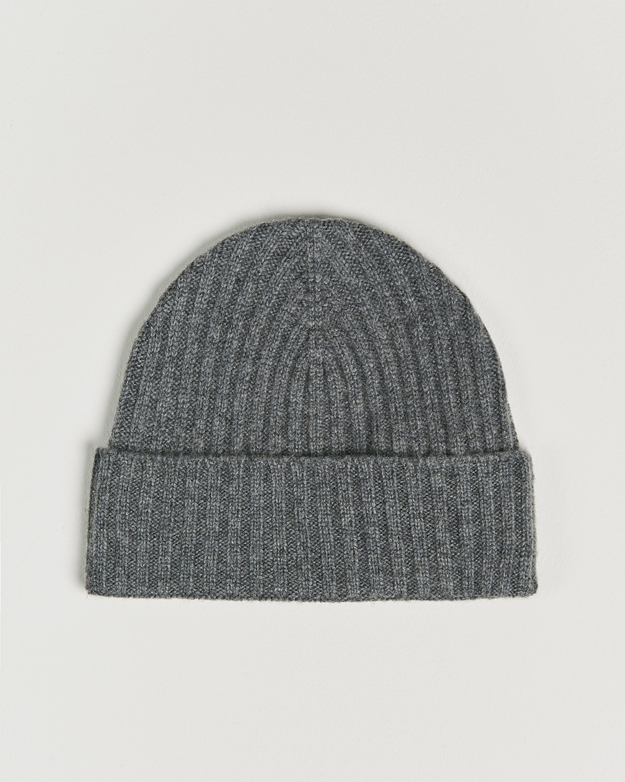 Amanda Christensen Rib Knitted Cashmere Cap Grey Melange