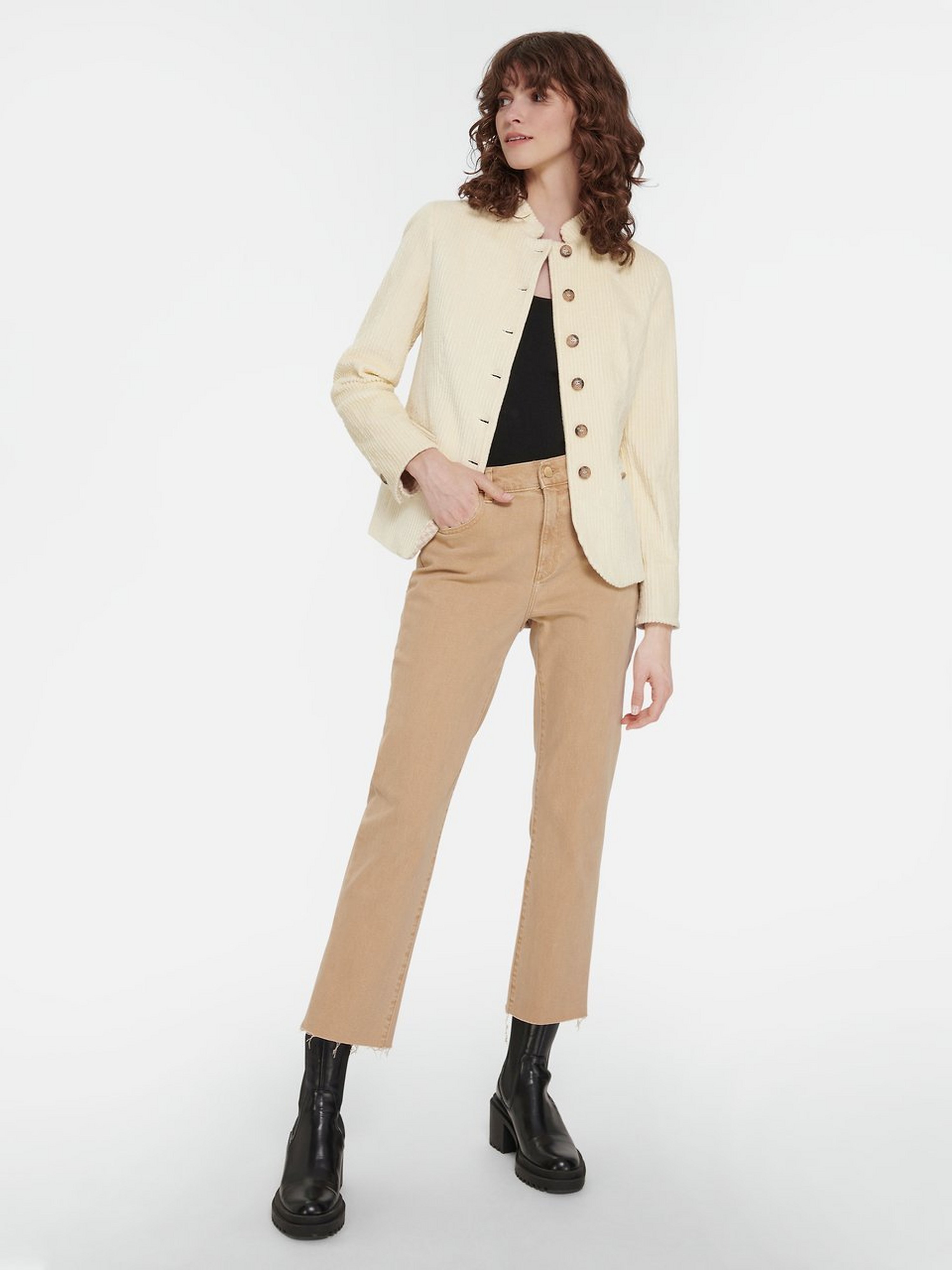 Cord-Blazer mit Stehkragen