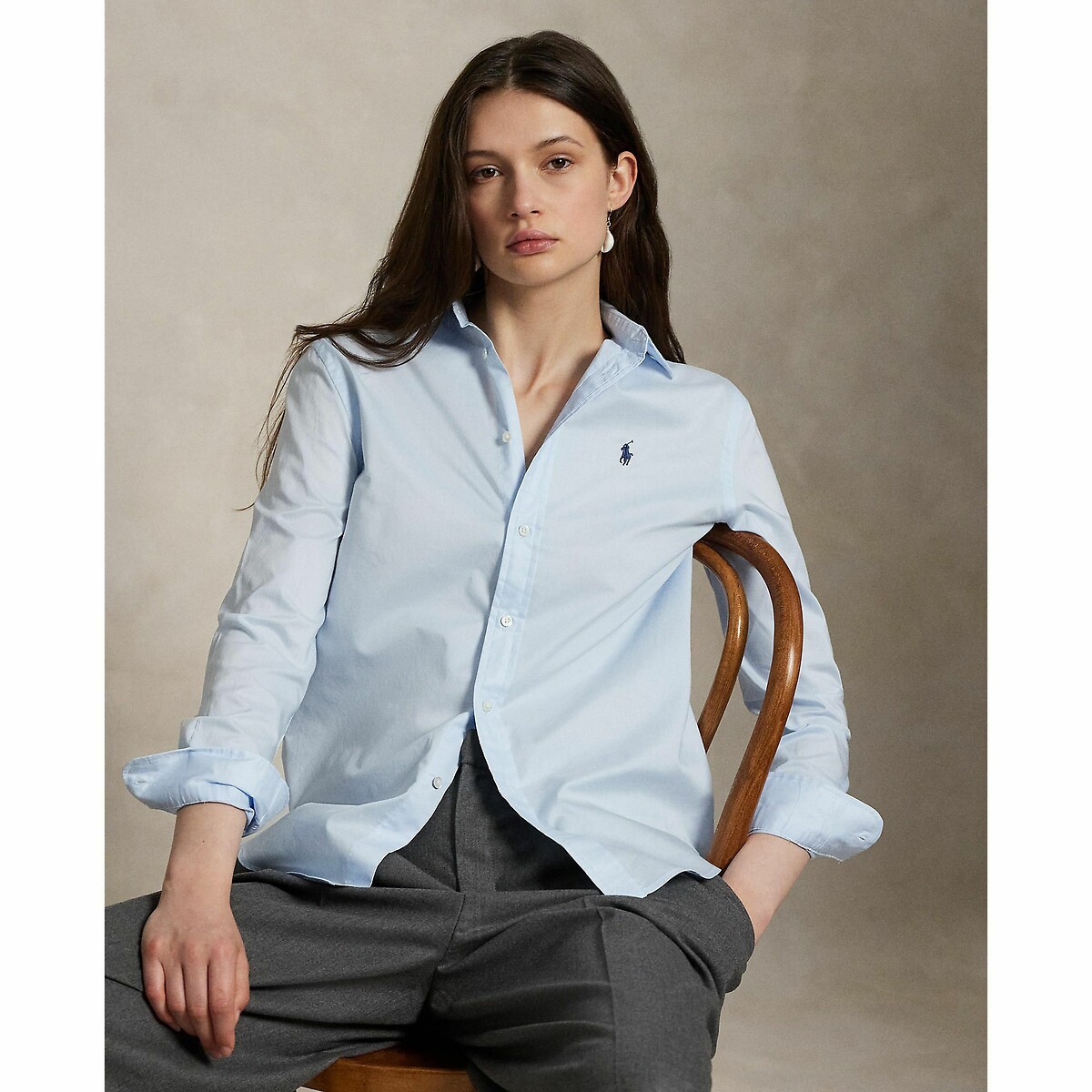 POLO RALPH LAUREN<br>Camisa reta de algodão
