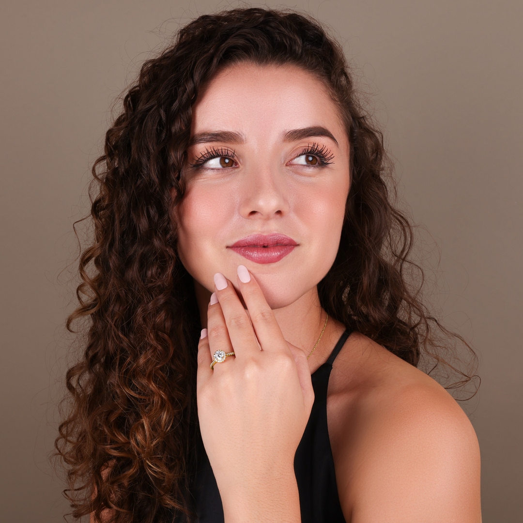 Halo Diamantring 750/18 K Gelbgold 0.99 ct G/si
