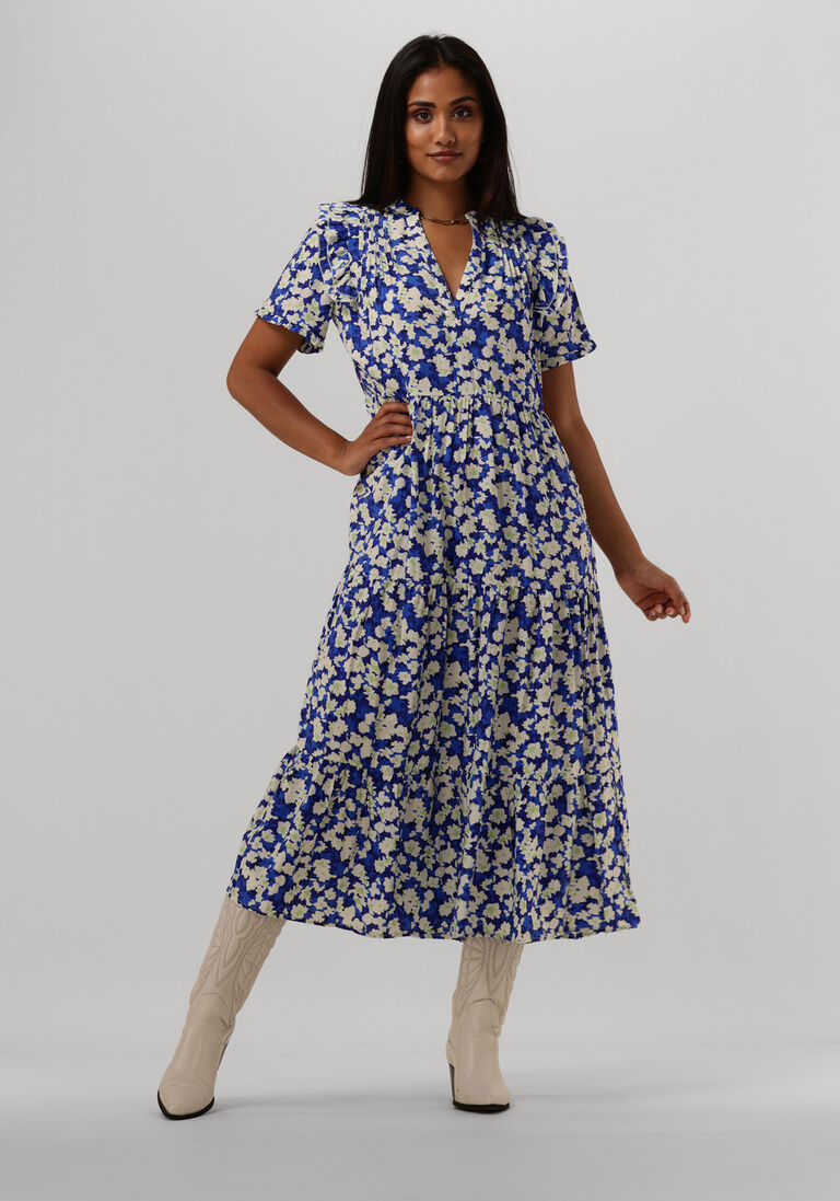LOLLYS LAUNDRY blauwe lollys laundry midi jurk freddy dress