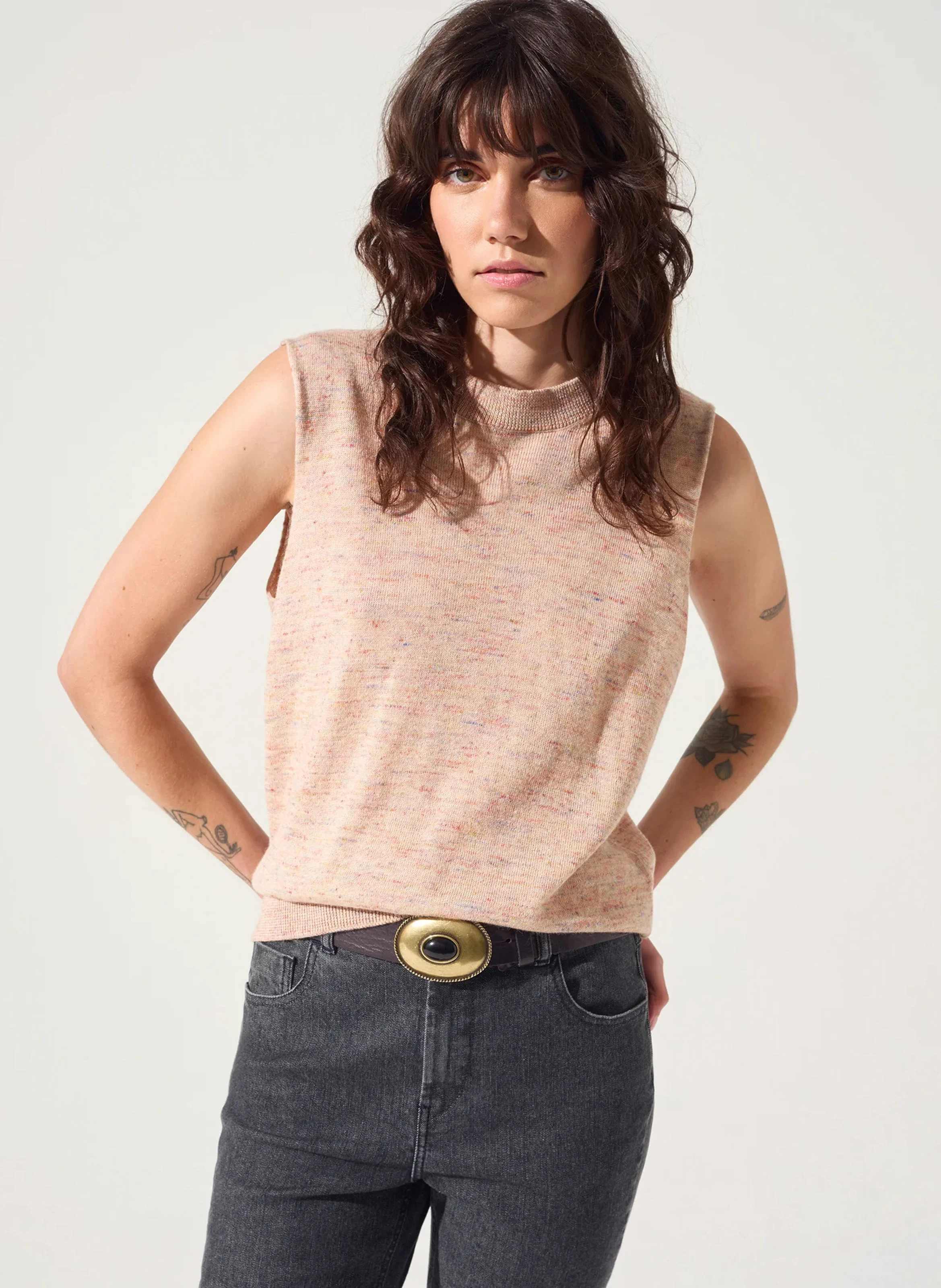 BILLIE - Pull col rond en laine mélangée | Rose