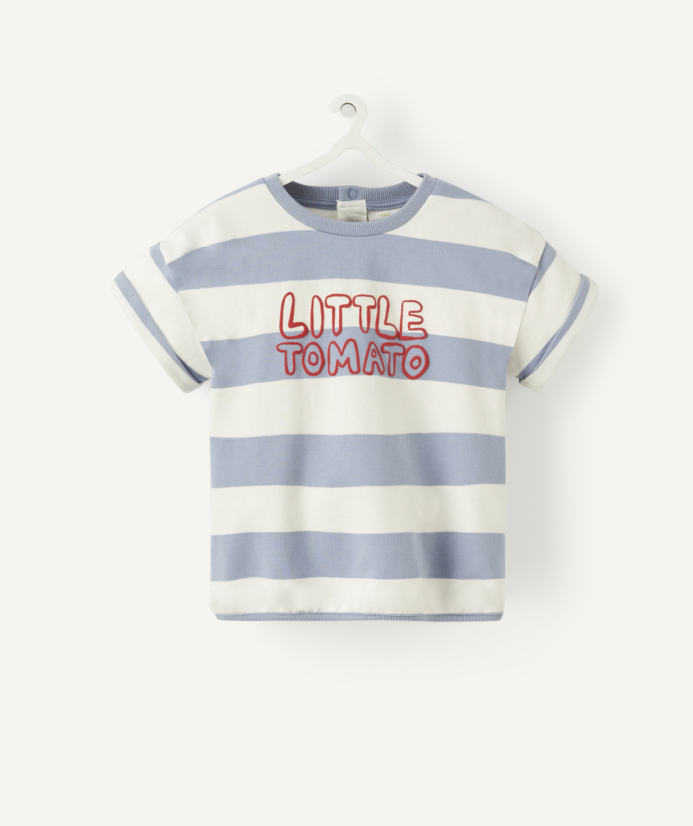 SWEAT BÉBÉ GARÇON EN FIBRES RECYCLÉES ET À RAYURES AVEC MESSAGE