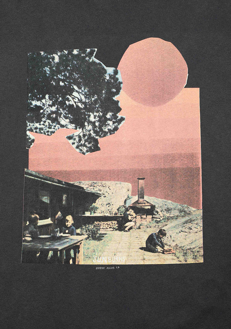 Nudie Jeans T-Shirt Koffe Sunburns Antracite