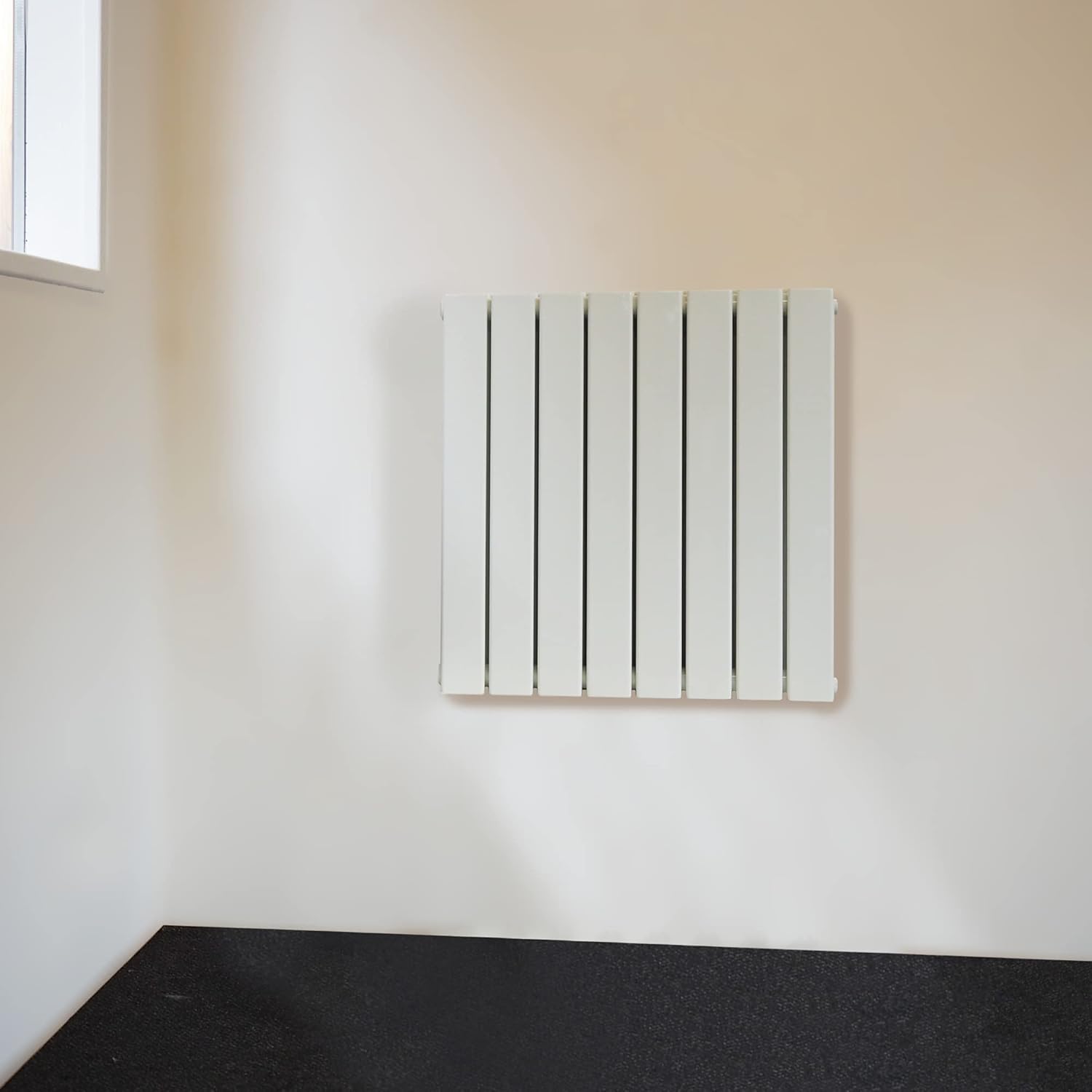 WITEN&NOCK Design Heizkörper Flach Paneelheizkörper Horizontal 600x600 mm, Heizung Badheizkörper für Badezimmer, Flachheizkörper mit Seitlichen Anschlüssen 444 Watt Weiß einlagig