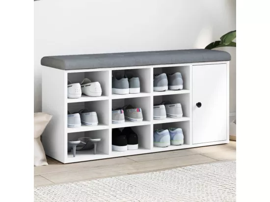 Banc à chaussures blanc 102x32x50 cm bois d'ingénierie