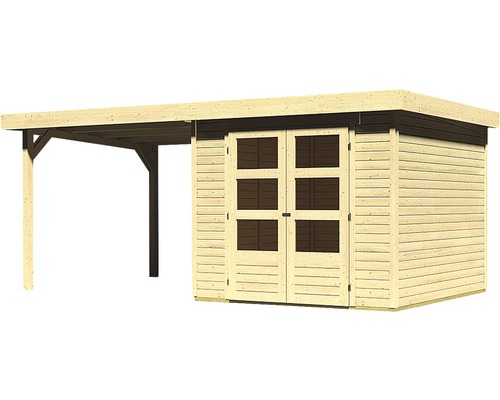 Karibu Kodiak 3.5 tuinhuis met lessenaarsdak, 2,75 m, 528,5 x 262 cm, natuurlijke afwerking