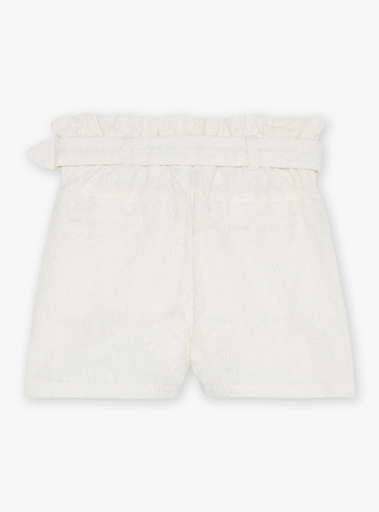 Short écru à broderies fantaisie