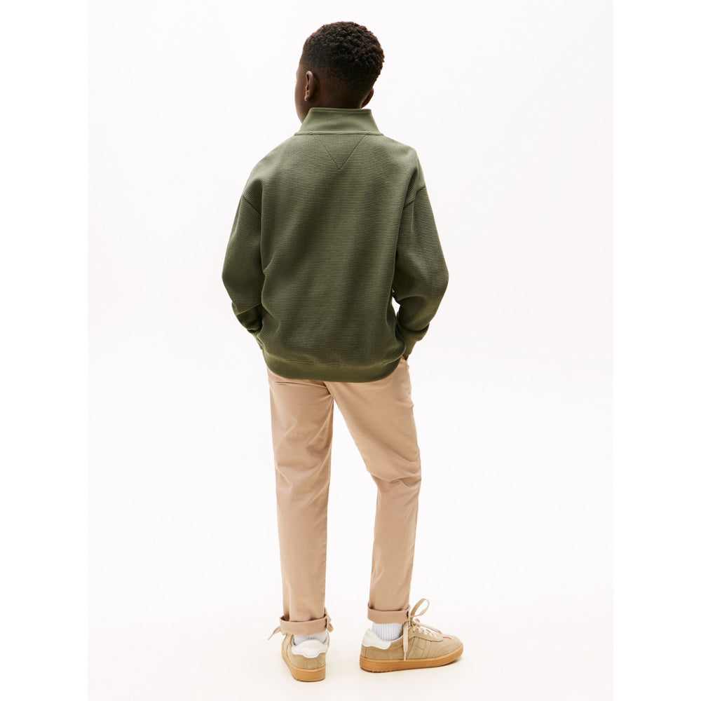 Køb Tommy Hilfiger Pewter Green Texture Half Zip Sweatshirt