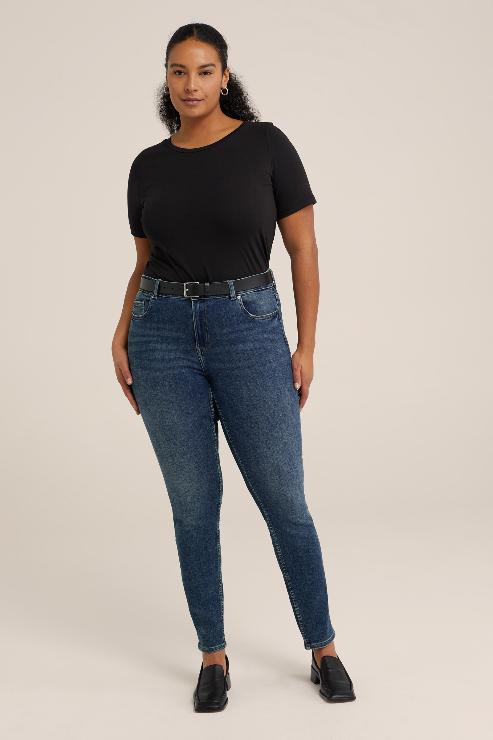 T-shirt - Curve WE Fashion Zwart