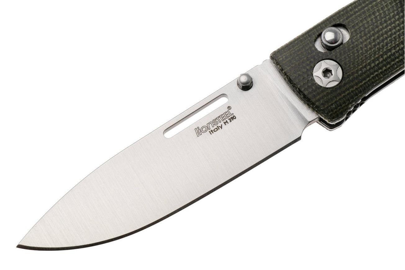 LionSteel NiNi NN1 CVG M390 Satin, Full Green Canvas Micarta, zakmes, Gianni Pauletta design