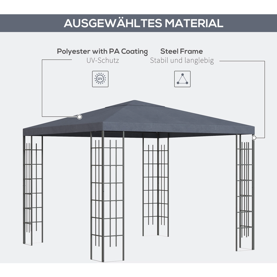 Outsunny Pavillon mit Stahlrahmen grau