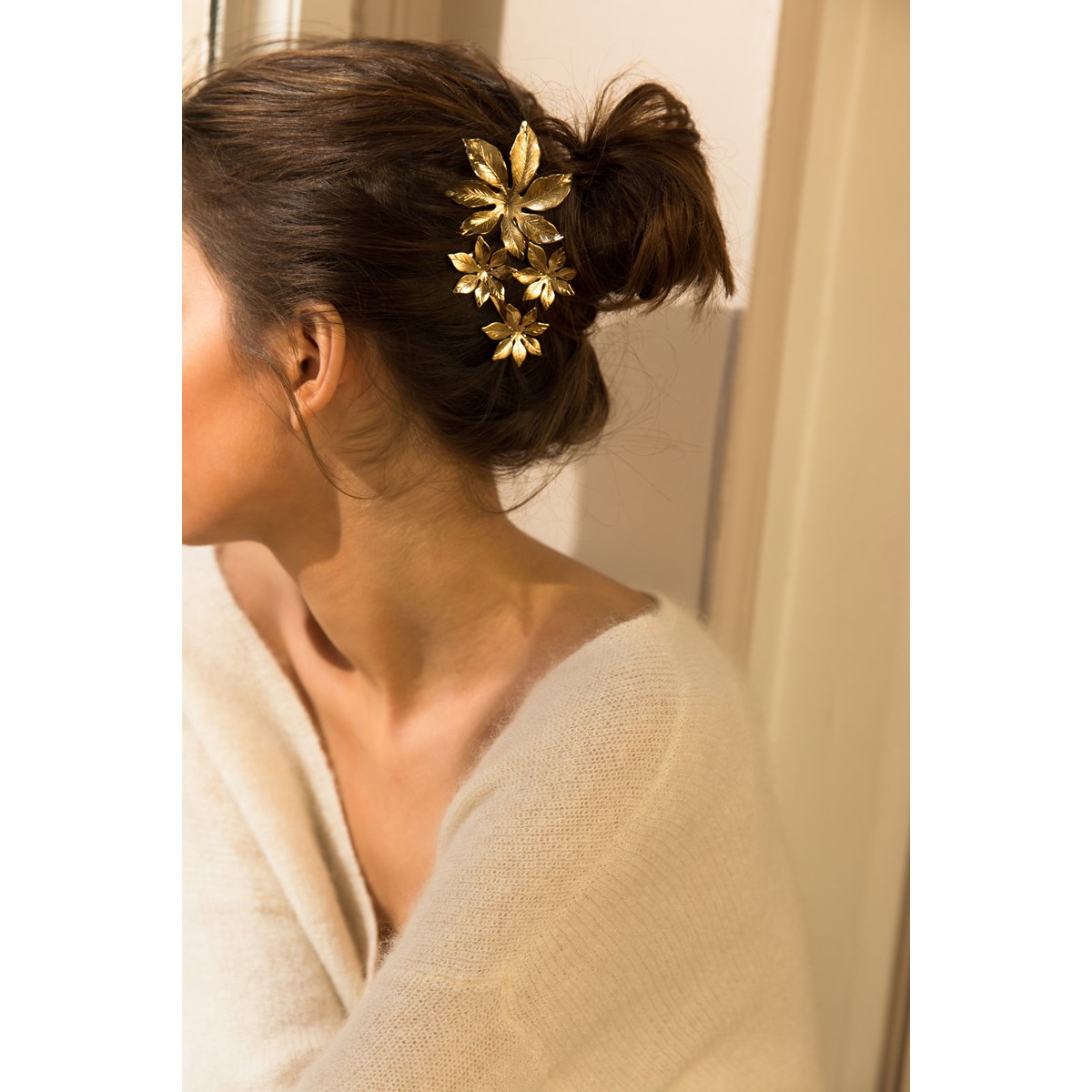 barrette fleurs plaqué argent - CHLORIS