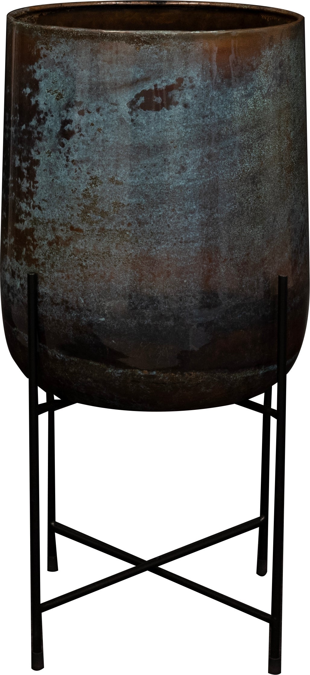 TS bloempot met standaard Jolien blauw D 34 H 70 cm