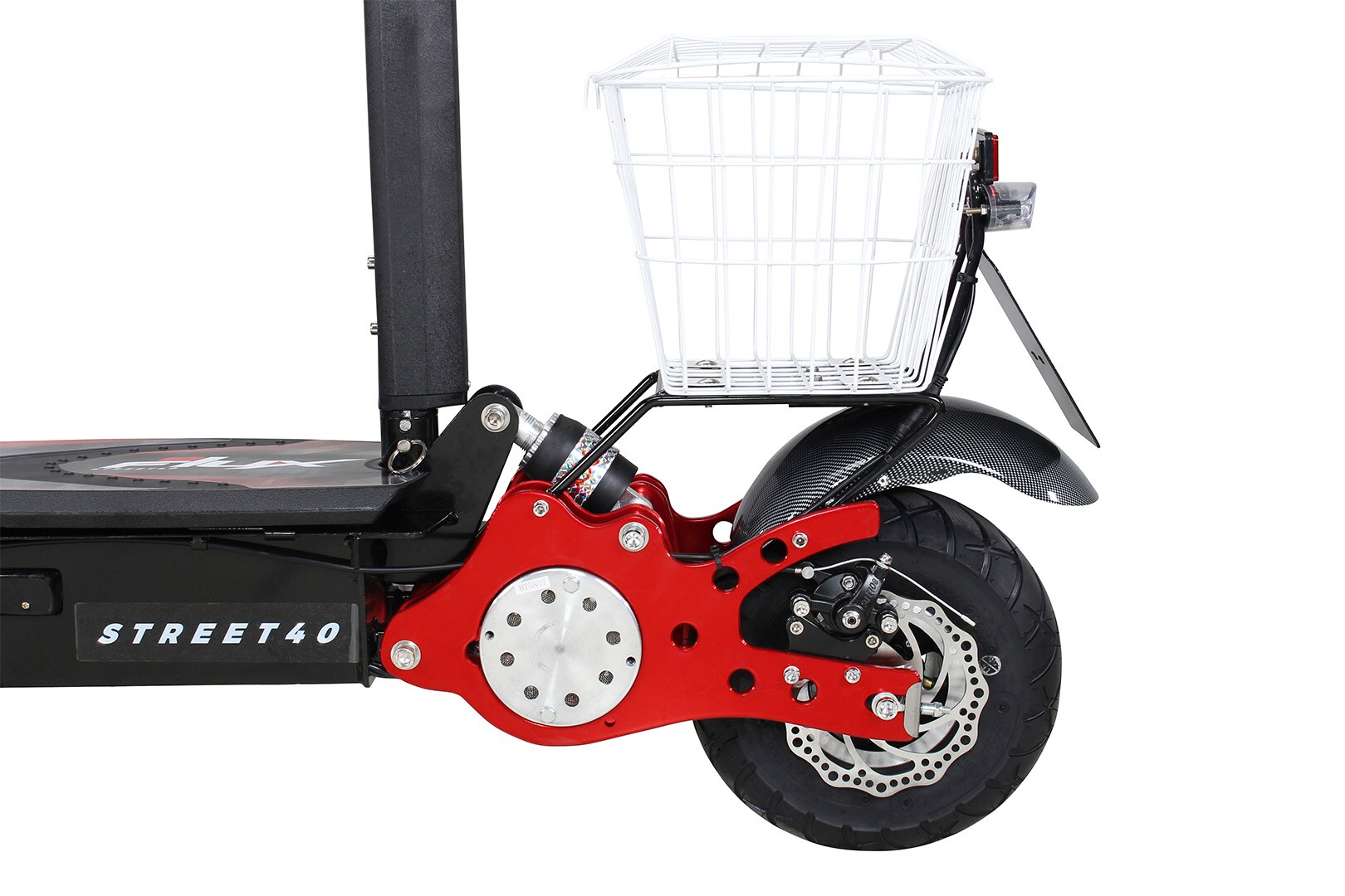 eFlux Street 40, E-Scooter mit Straßenzulassung, 35 km/h, 800 Watt, mit Sitz, Gepäck-Korb, klappbar (Schwarz)