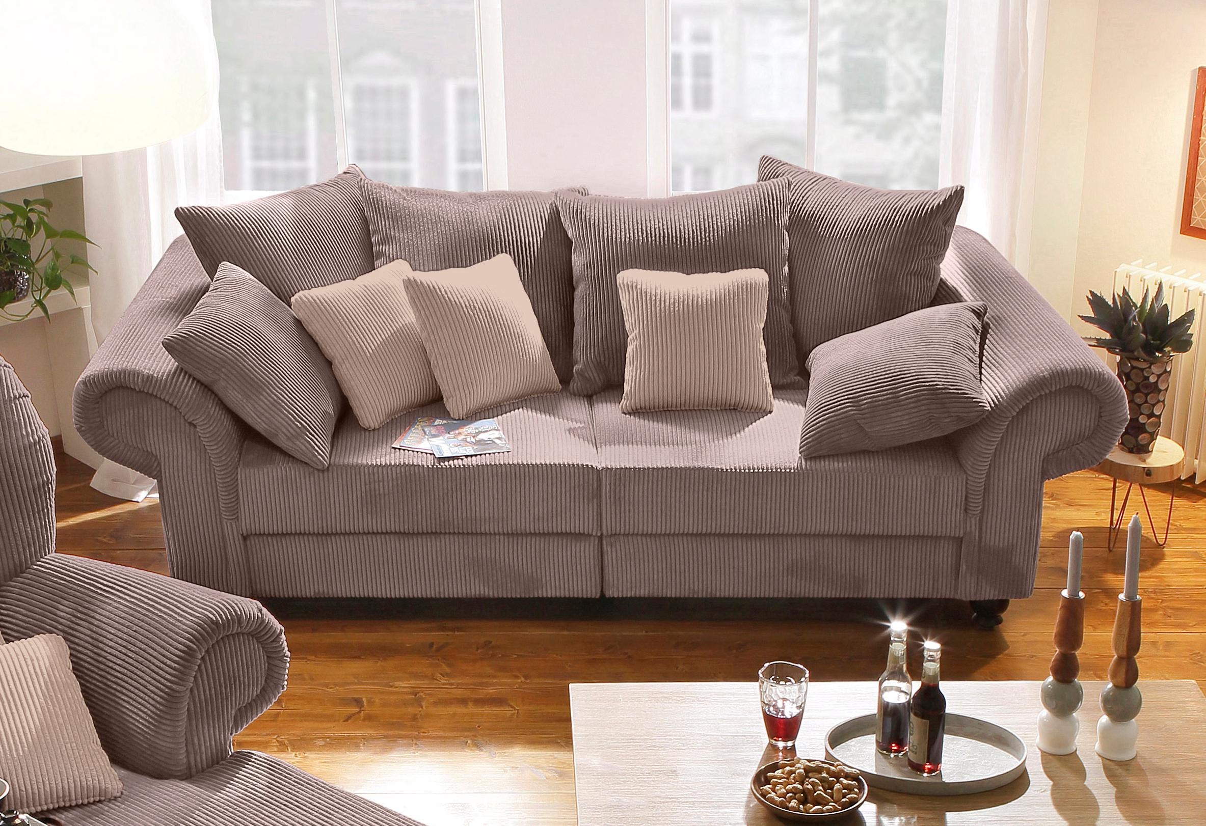 Home affaire Big-Sofa »King Henry Mega Sofa, viel Platz, Breite 242cm, Federkern« in legerer Polsterung und vielen losen Kissen