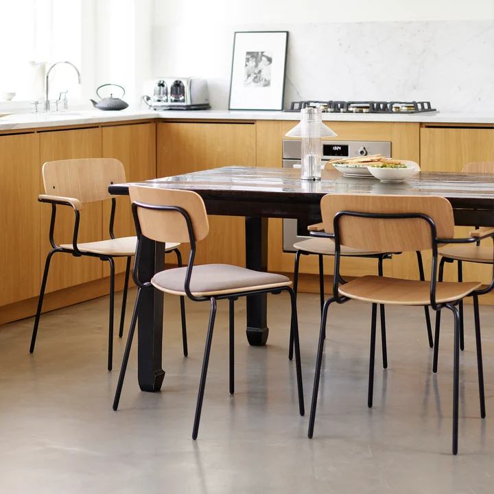 FDB Møbler - J182 Holmen Stuhl, schwarz / eiche