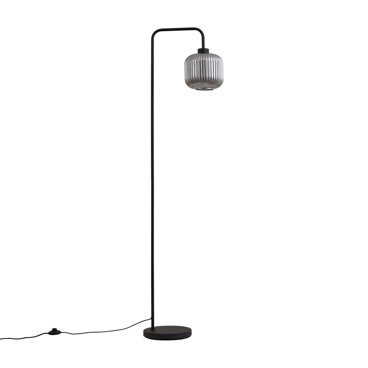 Design vloerlamp zwart met smoke glas - Ana