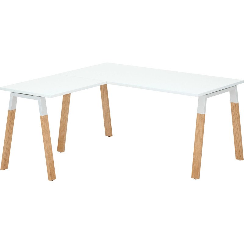 Bureau d'angle Ecla L 160 x P 160 cm piètement métal et bois avec retour simple