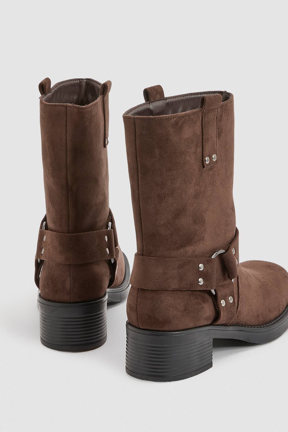 boohoo Bottes Motard à Détail Harnais en Synthétique