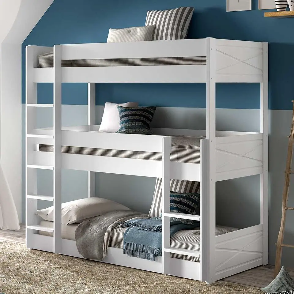 Stapelbed voor 3 personen Scott - 207x105x200 cm - Wit