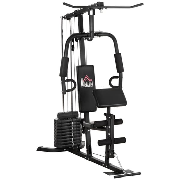 Multigym Treningsstasjon Med Lat Nedtrekk Og Sommerfuglstang Og 45 Kg Vekter Styrketrening Stål Kunstskinn Svart 180 X 108 X 200 Cm