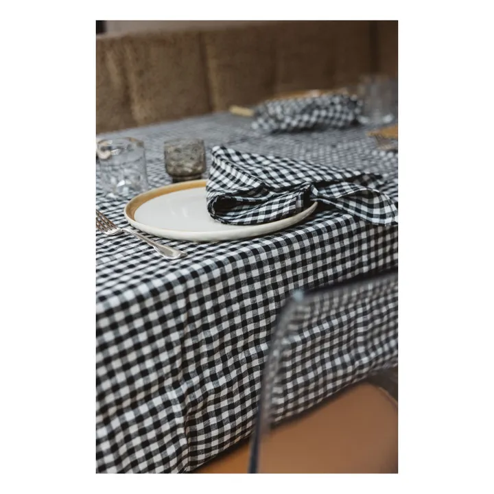 Gabrielle Paris Nappe en lin lavé vichy | Noir