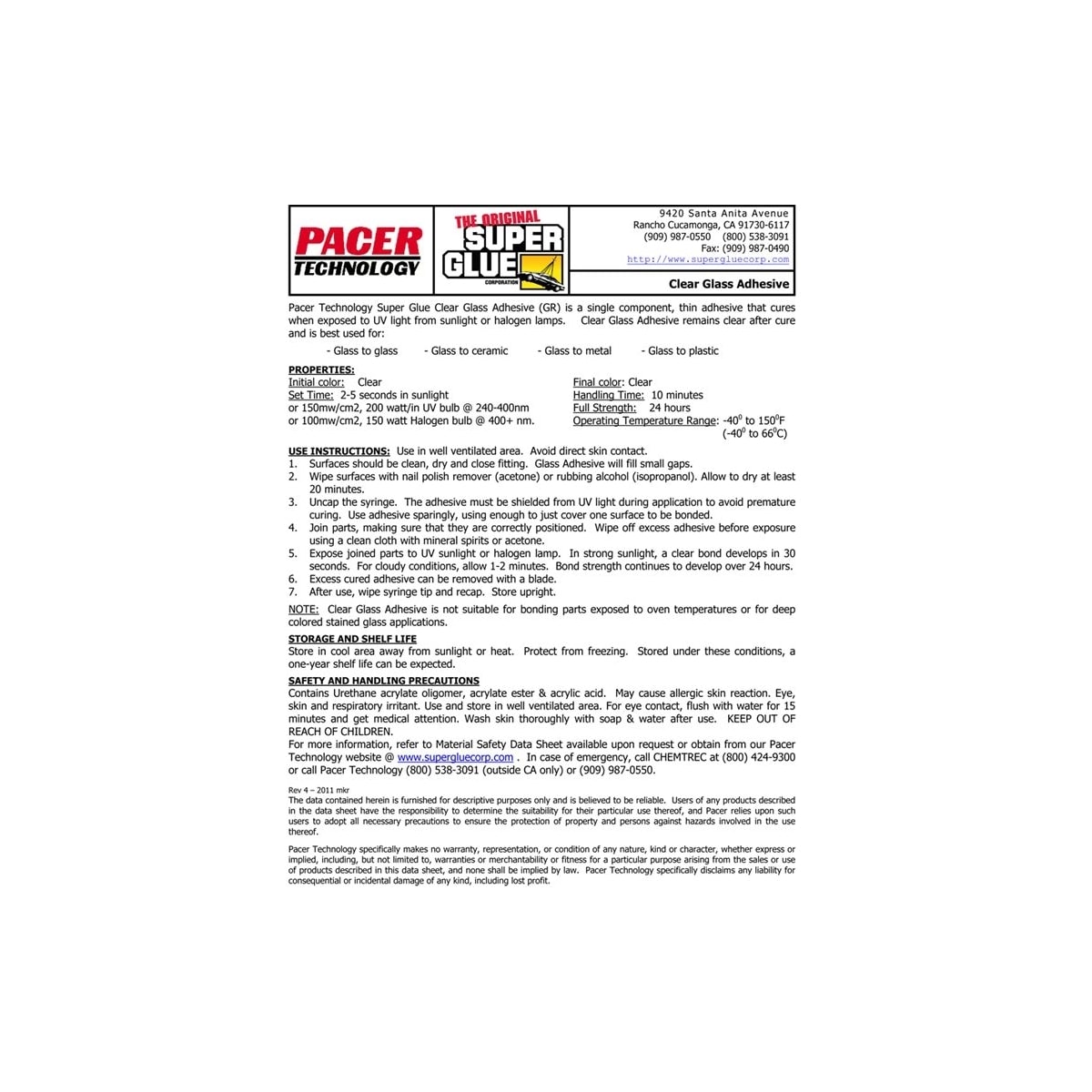 Zap Super Glue Glass Adhesive 2ml