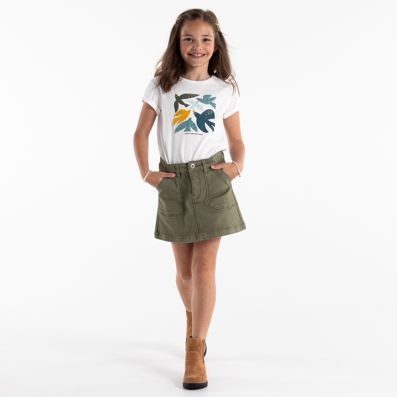 Mini-jupe en toile verte fille