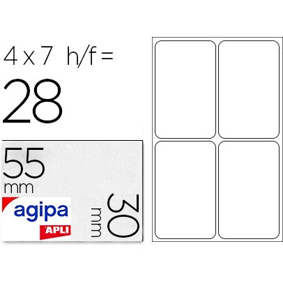 Étiquette adhésive apli agipa bureau 30x55mm pochette 28 unités