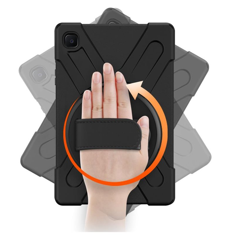 Samsung Galaxy Tab A7 Lite Peak 500m Hybrid Outdoor Hardcase Hülle mit Aufsteller   Handschlaufe (EGPE00149) - Schwarz